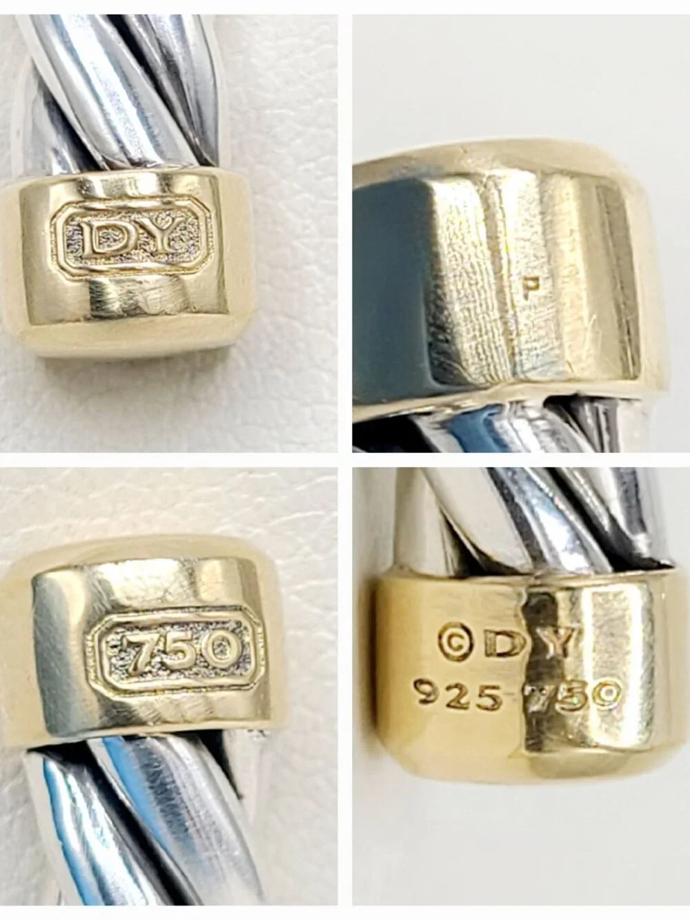 David Yurman Cable Cuff Bracelet w/ Sterling Silver & 18K Yellow Gold - Medium